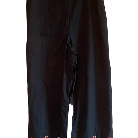 Vintage Larry Levine sport stretch Black Floral Embroidered Pants size 4 - Picture 2 of 7